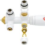 Belrad onderblok aansluitset haaks wit M30 x 16-2 met thermostaatknop