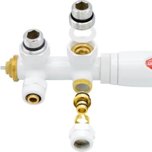 Belrad onderblok aansluitset haaks wit M30 x 16-2 met thermostaatknop