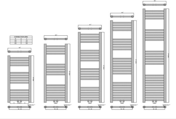 Radiatorconnect Roma Handdoekradiator Zwart – Breedte 600 mm | Middenaansluiting – RAL 9005 2