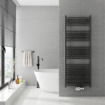Radiatorconnect Roma zwarte handdoekradiator breedte 400 500 en 600mm middenaansluiting RAL 9005