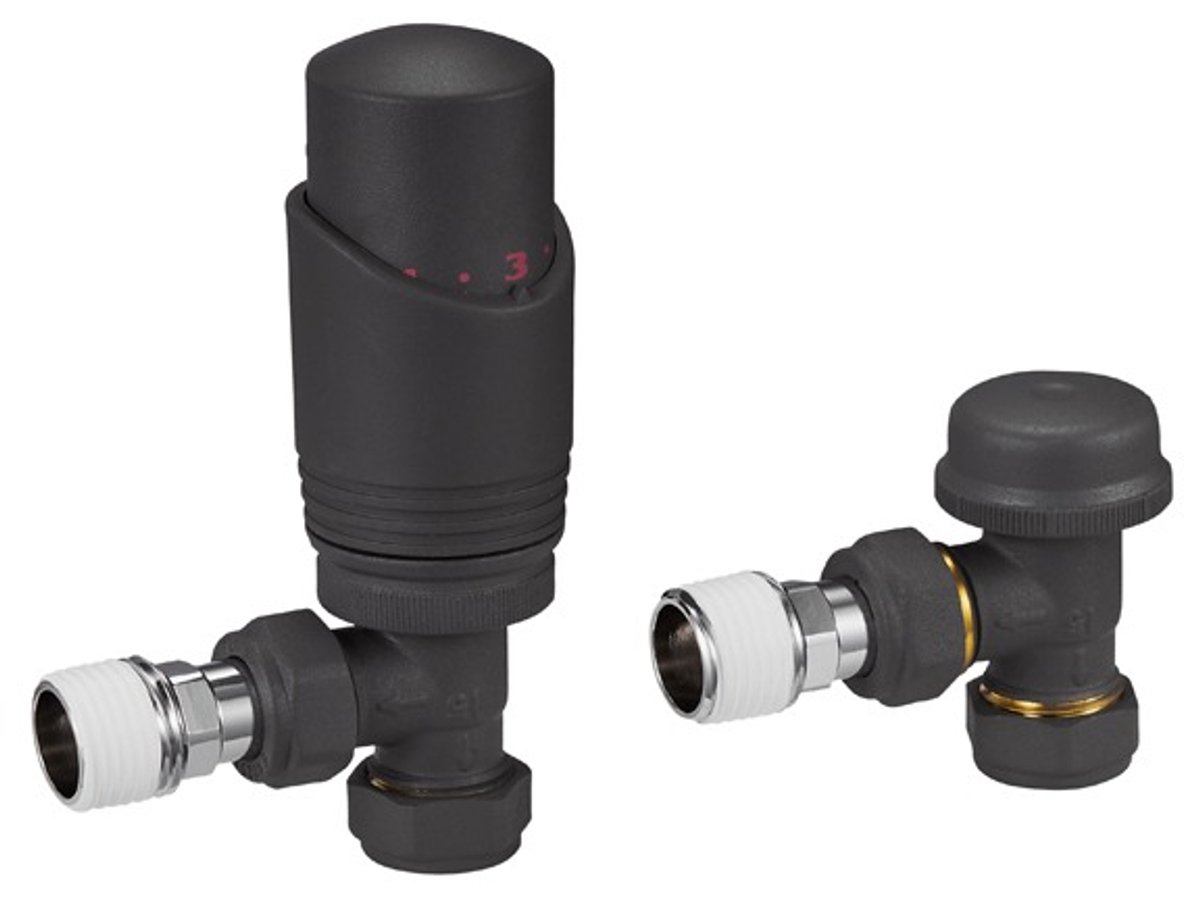 Beste Radiatorkraan Thermostatisch Haaks Zwart 15 mm