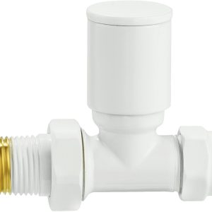 Manuele radiatorkraan wit recht knel1/2" x 15 mm Radiatorconnect