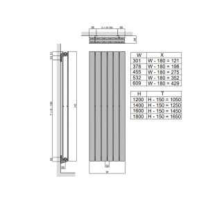 Middenaansluiting Madrid Antraciet 455 mm RAL 7016