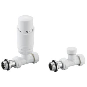 Radiatorconnect Radiatorkraan Thermostatisch Recht + Voetventiel 15 mm Wit
