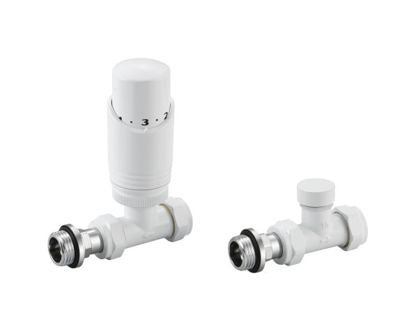 Radiatorconnect Radiatorkraan Thermostatisch Recht + Voetventiel 15 mm Wit