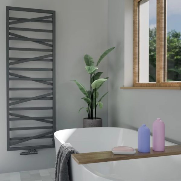 Fala Antraciet 1 Fala Antraciet Breedte 530 mm designradiator met middenaansluiting