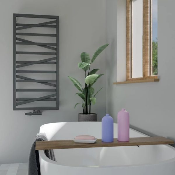 Detail Fala designradiator 53 cm vlakke voorkant antraciet