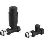 Radiatorkraan Thermostatisch Recht + Voetventiel 15 mm Zwart van Radiatorconnect