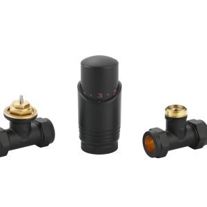 Voetventiel en 15 mm aansluiting Radiatorconnect radiatorkraan recht zwart