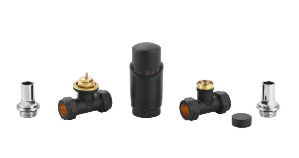 Voetventiel en 15 mm aansluiting Radiatorconnect radiatorkraan recht zwart