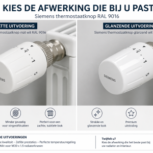 Siemens thermostaatknop glanzend wit detail