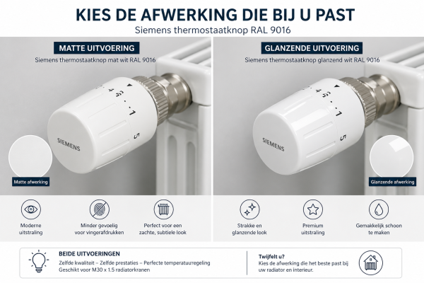 Siemens thermostaatknop glanzend wit detail