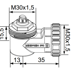 IMI Heimeier hoekverbinding detail
