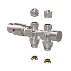 Belrad thermostatisch onderblok geborsteld RVS - Radiatorconnect