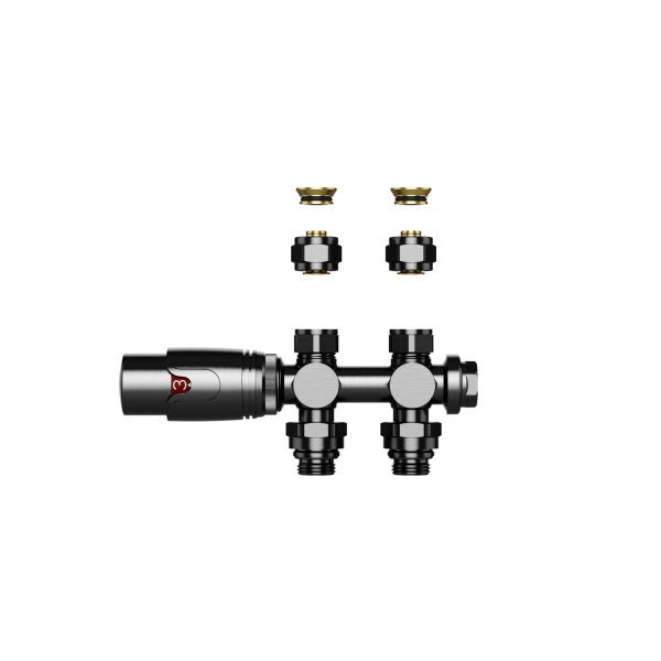 Belrad thermostaatknop set gunmetal onderblok