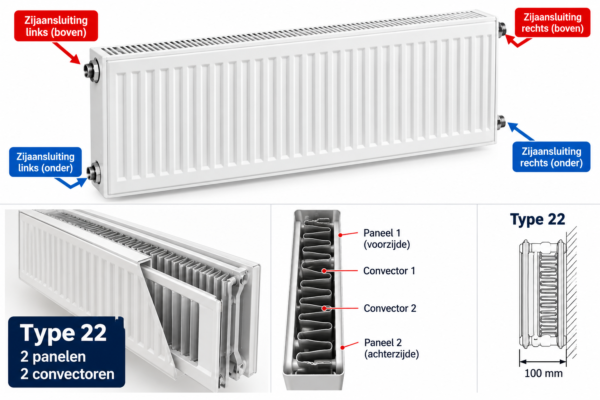 hoge paneelradiator 90 cm Alicante in woonkamer